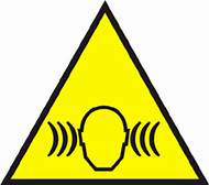Cartello di avviso per il rischio rumore. Indossare gli adeguati DPI.